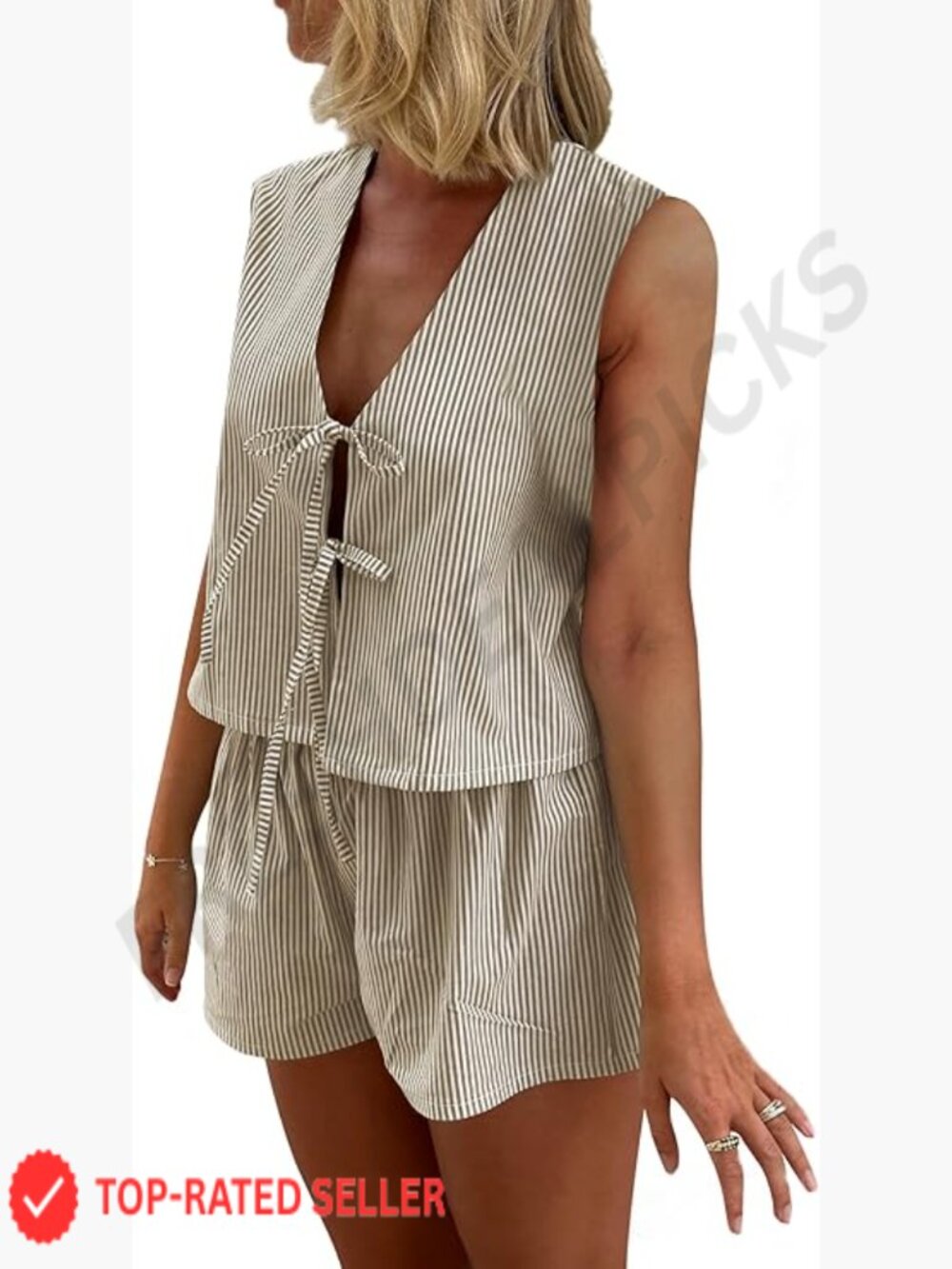 2 Piece Gingham Lounge Sets Y2K Tie Front Vest Top Plaid Boxer Shorts Matching